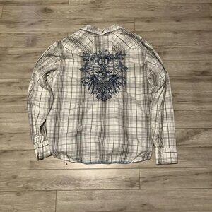 💙 DKNY JEANS grunge y2k long-sleeve white button-up shirt 💙